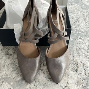 Eileen Fisher Jilly pump in metallic suede. New!